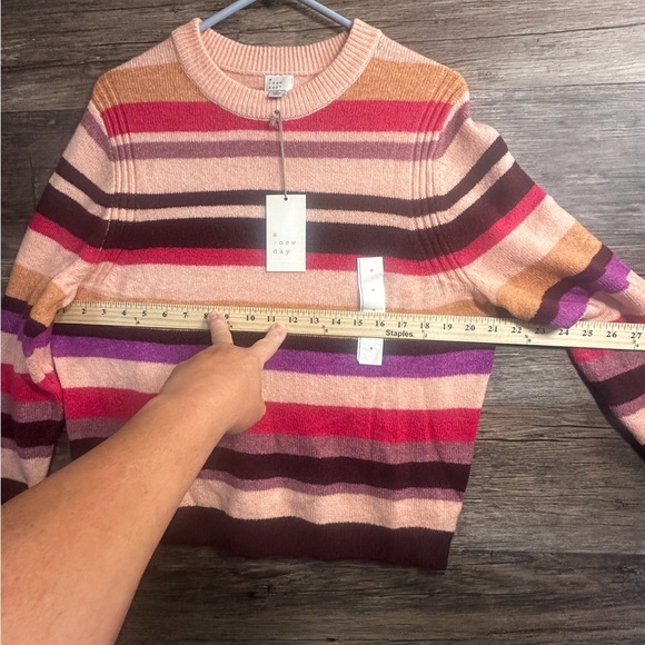 a new day Pink and Red  Striped Crew Neck Sweater - Picture 5 of 8
